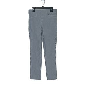 Anne Klein gray white stripes straight legs pull ankle on pants size XS